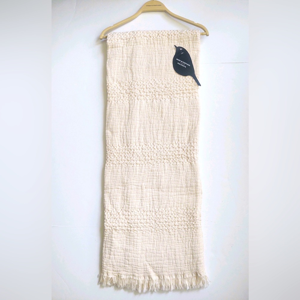 🎁Piscatextil Throw Blanket - Textured Cream - Reverse Waffle Bands